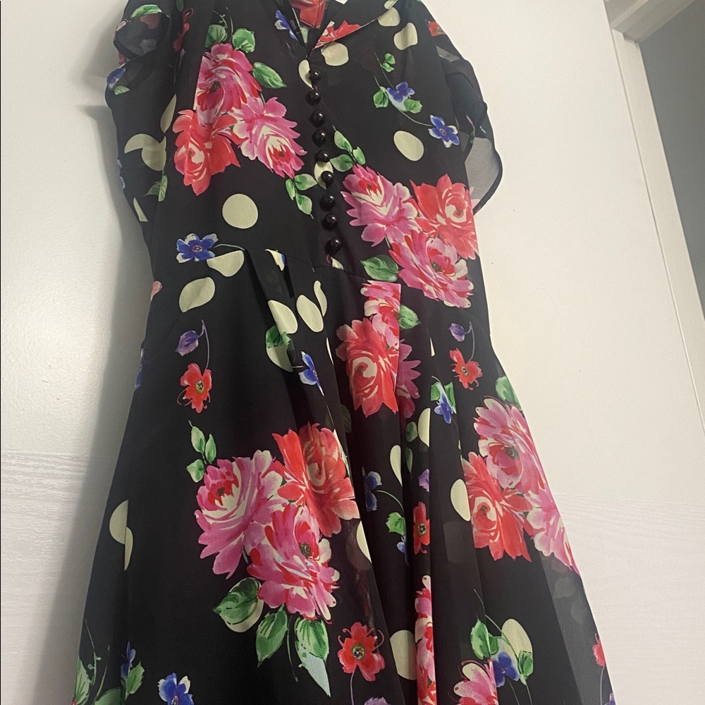 Hell Bunny Black Floral Asymmetrical Dress - Picture 5 of 5